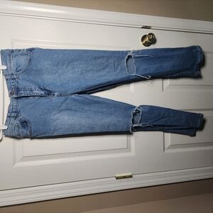 Blue Skinny Distressed Jeans with Fading